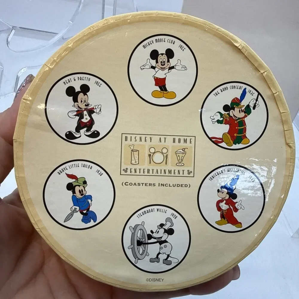 Disney Beverage Charms & Coasters, Mickey (Set of 6) New Unopened